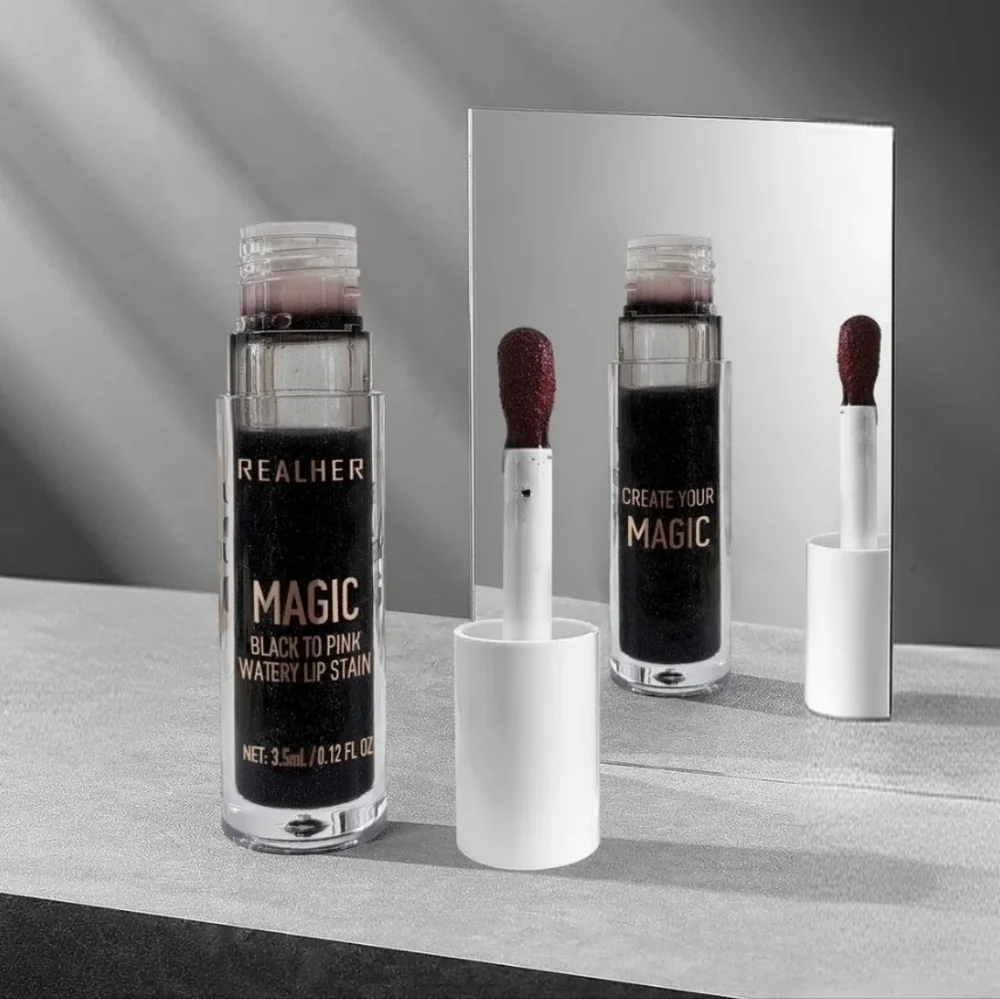REALHER Magic Black to Pink Watery Lip Stain – pH Color Changing